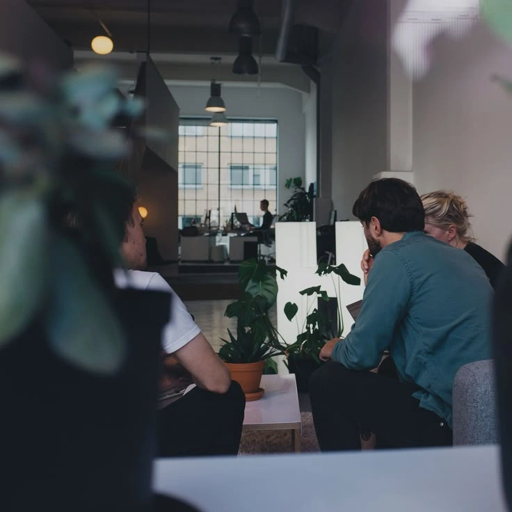Two people working together