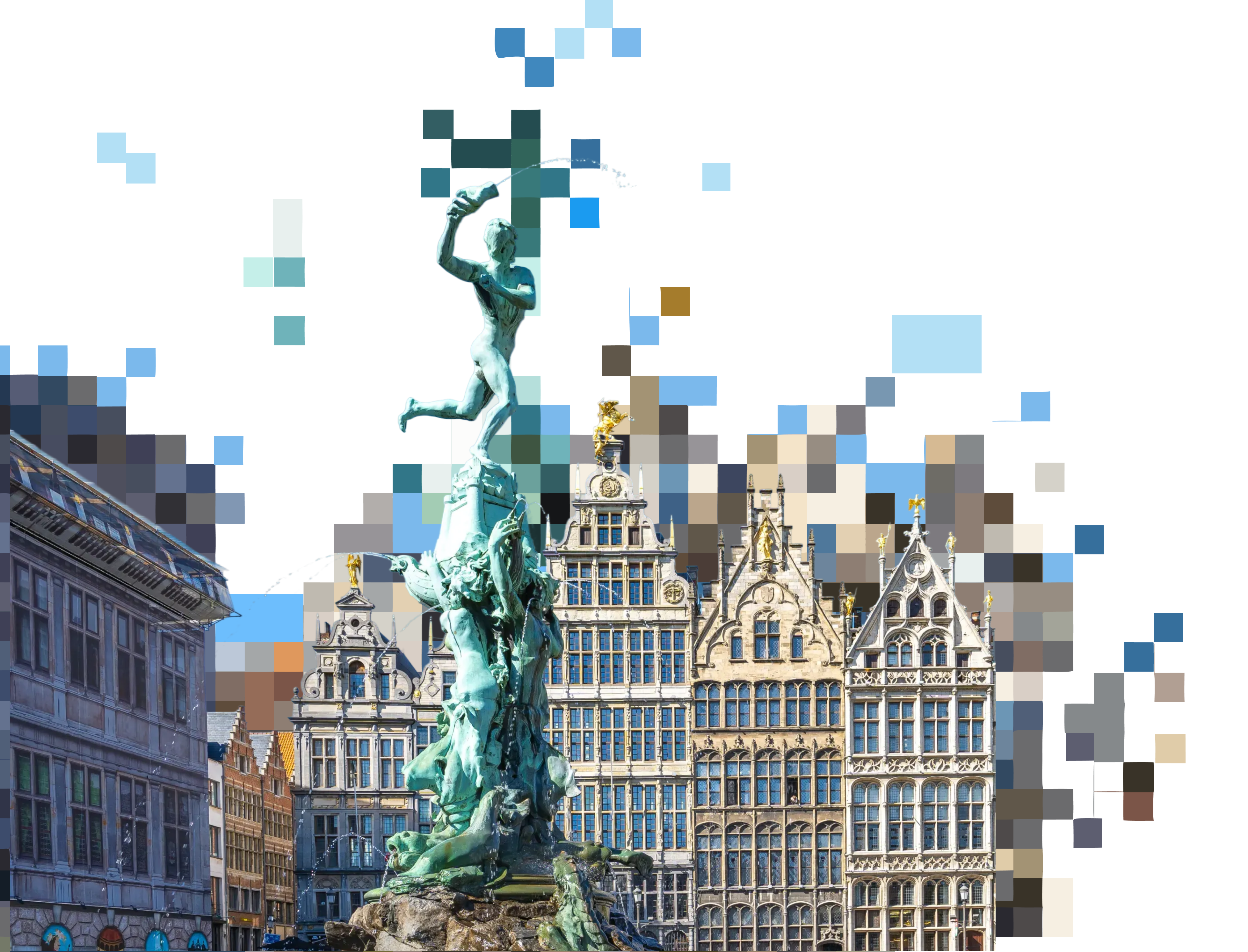 Pixelated Antwerp city view
